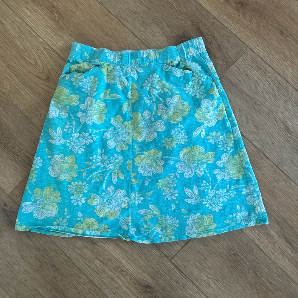 J. Jill organic cotton fit flare floral pull on mini skirt